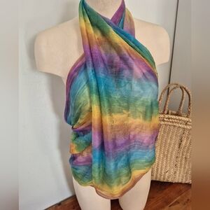 Sheer Stretchy Multicolor Long Wrap Scarf Beach Swim Days
